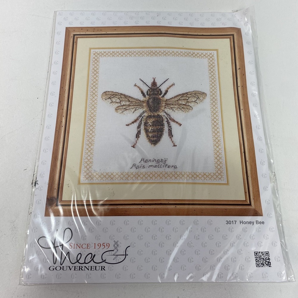 Thea Gouverneur Honey Bee on White Counted Cross Stitch Kit NEW 3017